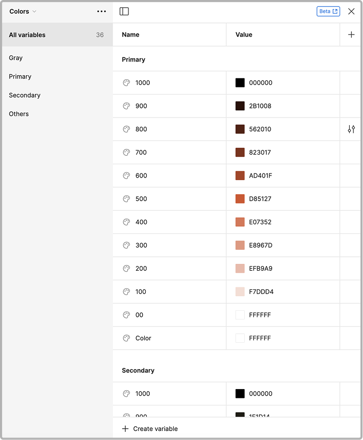 Figma variables for design-system colors