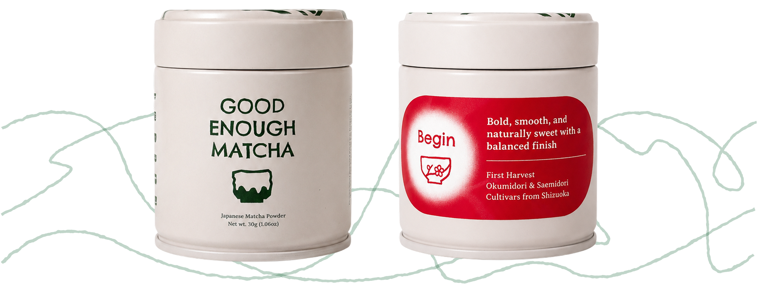 Good Enough Matcha packaging and logo system