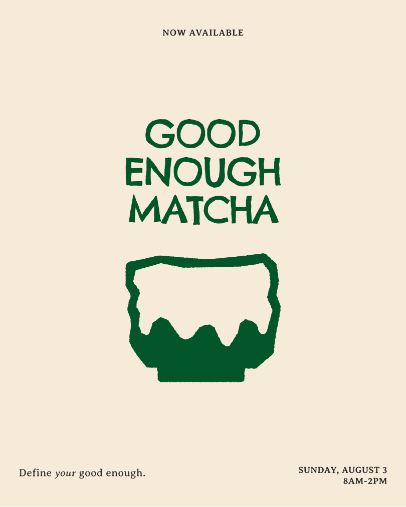 Good Enough Matcha white tin packaging